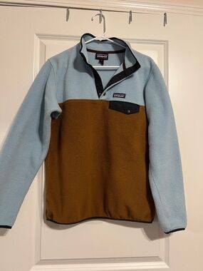 Patagonia Synchilla Fleece Top - Light Blue & Maroon